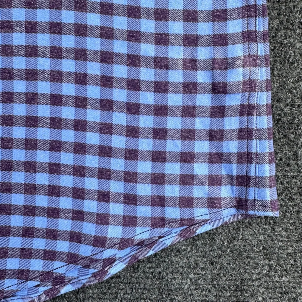 Peter Millar Button Down Mens L Large Blue Purple Gingham Crown Long Sleeve